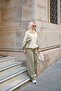 Women's Double Color Elastic Waist Suit Green - 2
