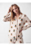 Women's Pajama Set Teddy Bear Patterned Shirt Collar Long Sleeve Buttoned 2-Piece Comfortable Home Wear W67667D8 - 2