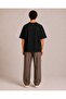 Black Oversize Minimal Moon Tail Cat Printed Design T-Shirt - 2