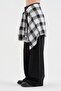 Women's Waist Plaid Shirt Fabric Removable Design Jeans as Per Request - 3