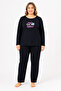 Plus Size Seasonal Great Things Pattern Black Pajama Set