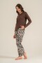 Women's Uzunkol Buttoned Collar Seasonal Pajama Set, Combed Modal Pajama Set with Pockets, 50% Cotton 50% Modal - 8