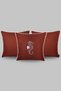 Embroidered Seahorse Patterned Decorative Piping Edged Water-Repellent Fabric Orange 45*45 cm Triple Throw Pillow Cover Set Boat - Garden - Balcony
