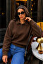 Women's Shirt Collar Buttoned Sweater with Beard Thread Detail - 2