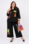 Large Size Oversized Hooded Zippered Colorful Appliqued Cotton Wide Leg Pants Women's Two-Piece Set