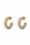 Beige Mineli Gold Hoop Earrings - 5