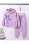 Girl's Winter 3-Strand Ribbon Star Sequined Top and Bottom Tracksuit Set for Ages 5-6-7-8-9-10-11-12-13
