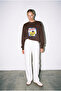 Brown Oversize Printed Women's Sweatshirt - 2