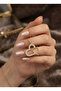 316L Steel Chain Gold Color Heart Pendant with Zircon Stone Ring - 3
