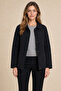 Women's Black Quilted Seasonal Coat & Jacket with Snap Pockets - 2