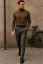 Men's Premium High-Neck Brown Knit Sweater - 5
