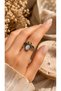 Adjustable Vintage Copper Women's Ring with Quartz Stone and Bee Figure - 4
