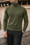 Men's Trendy Winter High-Neck Khaki Knit Sweater - 5