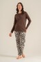 Women's Uzunkol Buttoned Collar Seasonal Pajama Set, Combed Modal Pajama Set with Pockets, 50% Cotton 50% Modal - 6