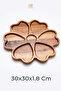 7-Compartment Premium Acacia Wood Flower and Heart Presentation Plate 30 cm Breakfast Deli Serving Plate, Board - 5
