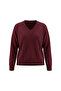 Women's V-Neck Burgundy Knit Sweater - 4