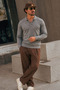 Men's Buttoned Collar Autumn Gray Sweater - 5