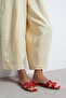 Mavora Red Matte Leather H Band Women's Slippers - 3