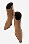 Wanise Women's Genuine Leather Pointed Toe Boots Brown Suede - 4