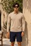 Men's Young Normal Size Woven Cream Sweater - 2