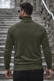 Men's Winter Basic Long Collar Khaki Sweater - 3