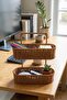 Yakut13472 Rattan 2-Tier Oval Organizer Basket Multi-Purpose Decorative Flower Pot - 4