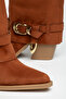 Women's Western Cowboy Boots with Pointed Toe and Buckle, Thick Heeled - 4