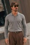 Men's Buttoned Collar Autumn Gray Sweater