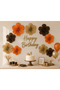 Coffee Shades Retro Colors Flower Shaped Fan Set 9 Pieces