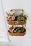 Yakut13472 Rattan 2-Tier Oval Organizer Basket Multi-Purpose Decorative Flower Pot - 2