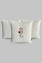 Embroidered Seahorse Patterned Decorative Piping Edged Water Repellent Fabric Cream 45*45 cm Triple Throw Pillow Cover Set Boat - Garden - Balcony