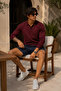 Men's Young Normal Size Woven Claret Red Sweater - 5