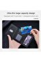 Leather Trifold Card Holder with Magnetic Closure 6 Slots ID Window Photo Window Unisex Blue - 7