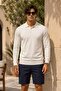 Men's Young Normal Size Woven White Sweater - 2