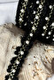 Gold Embroidered Decorative Ribbon with Pearls and Feathers [1Mt] - 2