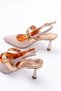 Zri̇n-260 Premium Rose Glittery Daily Open Back Heeled Shoes with Buckle 9 cm - 6