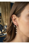 Brass Gold Color Zircon Stone Moon and Star Model Ysx Trio Earring Set - 2