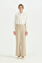 Elastic Waist High Waist Trousers - Stone