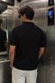 Men's Self-Patterned Polo Collar Half Zipper T-Shirt - 2