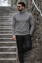 Men's Winter Basic Long Collar Anthracite Sweater - 2