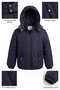 Children's Unisex Navy Blue Regular Fit Flat Zippered Hooded Coat