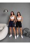 2 Pieces Women's Basic Shorts with Pocket Detail for Daily Use Black-Navy Blue - 5