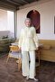 Yellow Elastic Sleeves Buttoned Tunic and Trousers Set