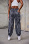 Women's Patterned Trousers with Elastic Waist and Cuffs - 3