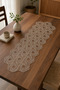 Tablecloth with French Lace Detail in Beige, Runner for Table and Coffee Table - 2