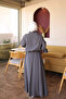 Anthracite Star Stone Embroidered Jacket and Skirt Set - 5