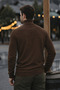 Men's Casual Slim Fit Brown Full Turtleneck Sweater - 3