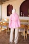 Pink Side Collar Waist Tie Poplin Shirt - 5