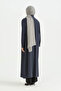 Plus Size Modal Robe with Sleeve Detail - Navy Blue - 4