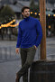 Men's Casual Tight-Fitting Navy Blue Full Turtleneck Sweater - 3
